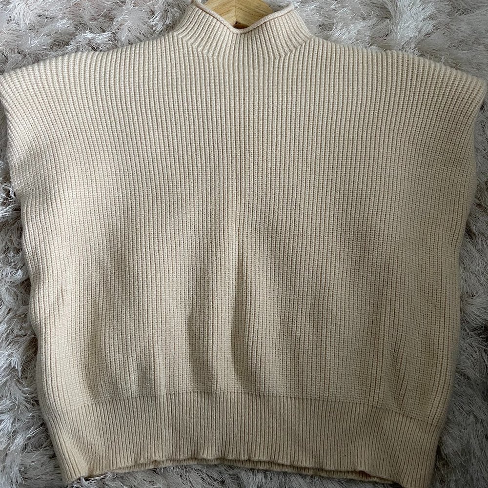 Soul Ribbed High Collar Pad Sleeve Sweater